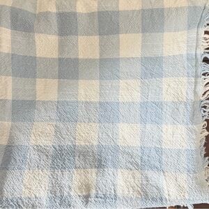 NWOT Threshold Target Blue White Buffalo Check Square Tablecloth 48” 100% Cotton